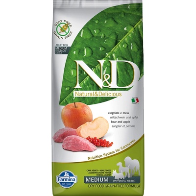 N&D Prime Dog Adult Medium & Maxi Grain Free Wild Boar & Apple 12 kg