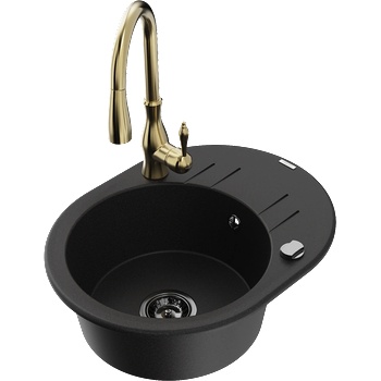 Mexen Kevin гранитна мивка с една камера с отцедник и кухненски смесител (6517-77-672601-50-B)