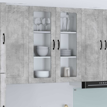 vidaXL Стенен стъклен шкаф LUCCA Бетонно сиво 80 x 31 x 100 см (885158)