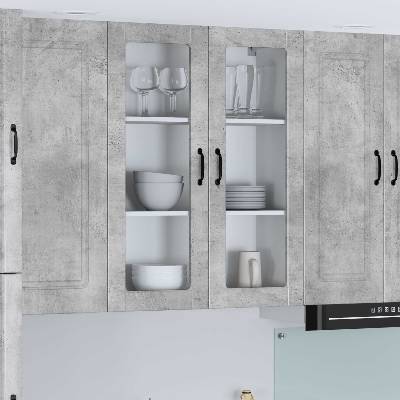vidaXL Стенен стъклен шкаф LUCCA Бетонно сиво 80 x 31 x 100 см (885158)