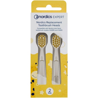Nordics Резервни глави за детски електрически четки за зъби, 2 броя, жълти
