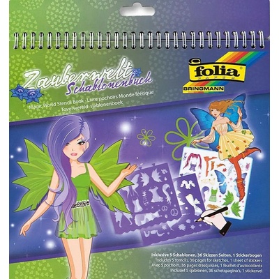folia Книжка за рисуване със стикери и шаблони Folia - Вълшебен свят (4001868064452)