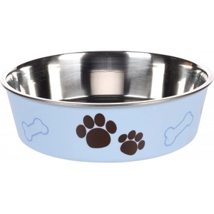 Flamingo Feeding and drinking bowl Kena Round Light blue Silver - иноксова купа за вода или храна - СИНЯ, размер Ø17 см / 800 мл, Белгия - 1030935