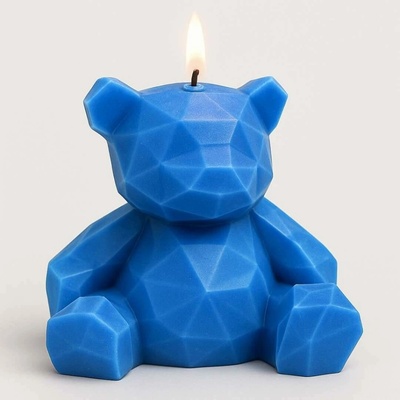 Svíčkománie3D Low-poly méďa modrá 55 g