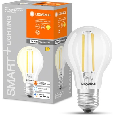 LEDVANCE Chytrá LED žárovka E27 Smart+ Filament Classic A60 6W 60W teplá bílá 2700K WiFi stmívatelná