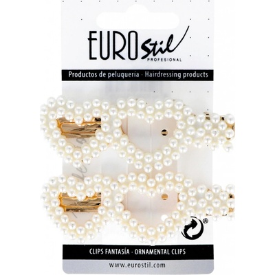 EUROSTIL A6 klip 2 ks s perlami 8 cm srdce