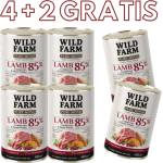 WILD FARM PURE MONO Агнешко с червени боровинки и сладки картофи 6x400 г - монопротеинова храна за кучета