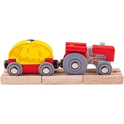 Bigjigs Bigjigs Rail Červený traktor s prívesom Rail