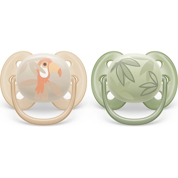 Philips залъгалки - Ultra Soft със стерилизаторна кутия 0-6 м - тукан/листа