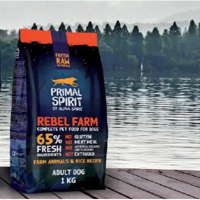 Alpha Spirit Primal Spirit 65% Rebel Fram Dog Food - студено пресована храна за кучета от всички породи с пиле, риба и ориз, БЕЗ ГЛУТЕН, 1 kg PRIM0301