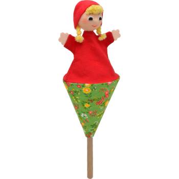 Image 1 of Moravská ústředna Brno Moravská - Кукла за куклен театър с конус и дървена пръчка Червената шапчица, 20 см