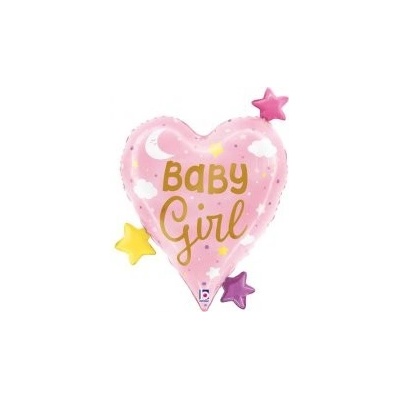 GRABO fóliový balónek Srdce Baby Girl 25" 64cm nafukovací