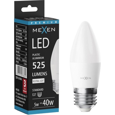 Mexen Nova LED крушка E27, C37, 5W, Неутрална - 4000K, 525 lm - L102-E27-0540-01 (L102-E27-0540-01)
