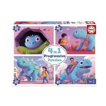 Educa Комплект от 4 Пъзела Educa Friendly Dinosaurs