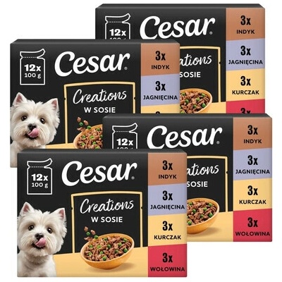 Cesar Creations Mix Príchutí hovädzina, kurča, jahňacina, moriak v omáčke 48 x 100 g