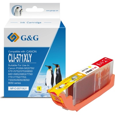ГЛАВА ЗА CANON PIXMA MG 5750/5751/5752/5753/6850/6851/6852/6853/7750/7751/7752/7753 - HIGH CAPACITY - Yellow - BS0334C - /571/ - CLI-571XLY (CLI571XLY) - 0334C001 - PN NP-C-0571XLY - G&G (NP-C-0571XLY)