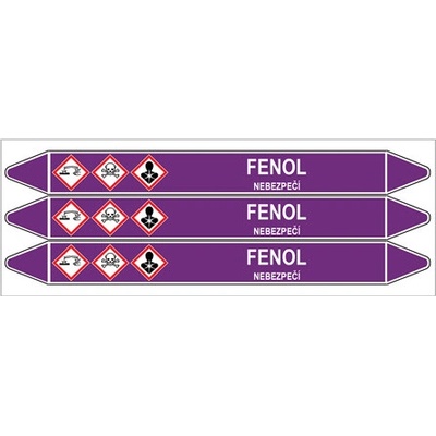 Značení potrubí, fenol,3 ks, 355 × 37 mm PZ 007260