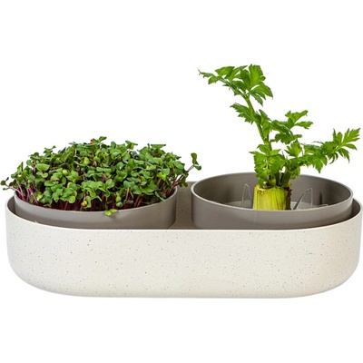 Plastia Velká farma - Klíčící miska Microgreens+Regrow, slonová kost s kávovou sedlinou
