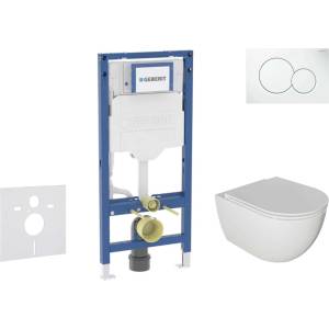 Geberit Duofix - Комплект за монтаж пред стена, тоалетна Oudee и седалка със система „softclose, бутон Sigma01, алпийско бяло SANI11CA3113B (SANI11CA3113B)