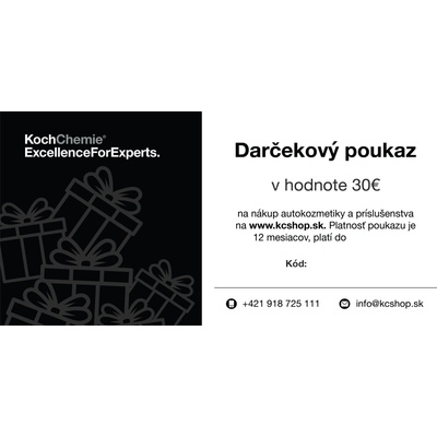 Darčekový poukaz 30€ Typ: Elektronický