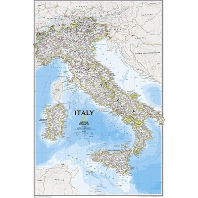National Geographic Itálie - nástěnná mapa Classic 60 x 85 cm Varianta: bez rámu v tubusu, Provedení: laminovaná mapa v lištách