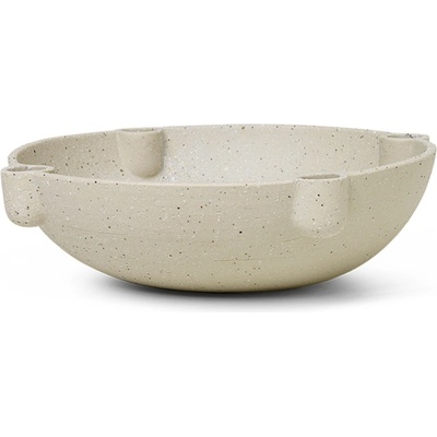 Svietnik na kónickú sviečku BOWL 27 cm, piesková, kamenina, ferm LIVING