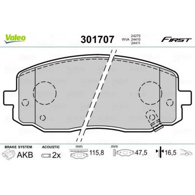 Sada brzdových platničiek kotúčovej brzdy VALEO 301707