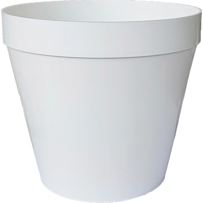 Kinekus Kvetináč lesklý plastový, okrúhly, 14cm, biely