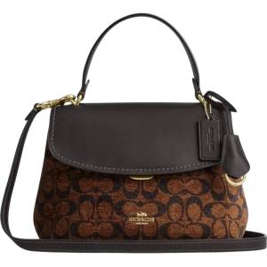 Coach Дамска чанта Coach Emory Top Handle In Signature Chenille Gold Truffle, Винтидж кафява (CDB08-TRUFFLE)