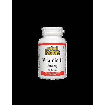 Image 1 of Natural Factors Vitamin C | Витамин Ц 500 mg + Шипка и Биофлавони х 90 таблетки (1300 NF)