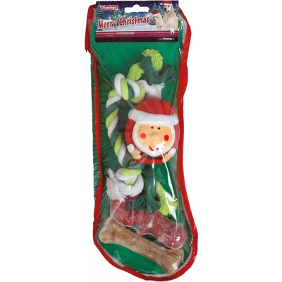 Flamingo Vánoční ponožka pro psy set hračky s pamlsky