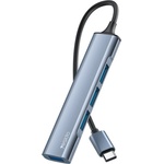 YESIDO Докинг станция 4в1 - Yesido HB17 - Type-C → 1× USB3.0, 3× USB2.0, Plug&Play, 5Gbps, алуминий - Сива