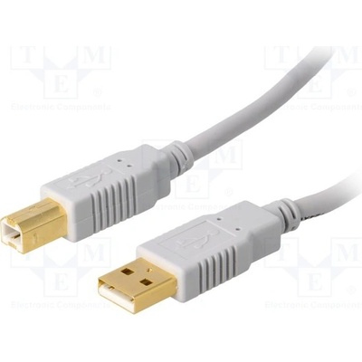 BQ Cable CAB-USBAB/5G USB 2.0, USB A vidlice, USB B vidlice, zlacený, 5m, šedý
