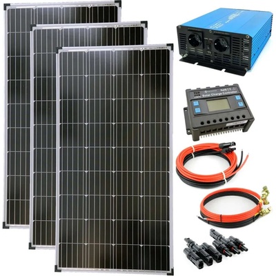 Solartronic Пълен комплект 3x140 вата соларен модул 1500 вата TS1500 Инвертор, Контролер 30A, кабели и букси (SET420W-TS1500)