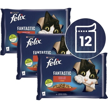 FELIX Капсули FELIX Fantastic с говеждо и пиле в желе 12 x 85 г