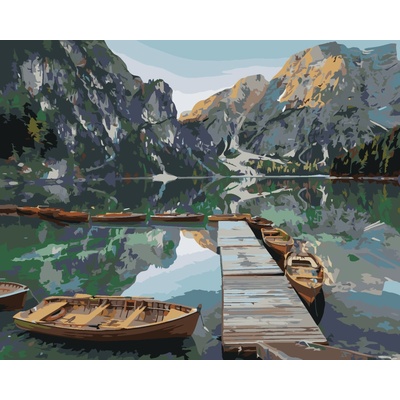 ZUTY Malování podle čísel LOĎKY NA HORSKÉM JEZEŘE 40 x 50 cm