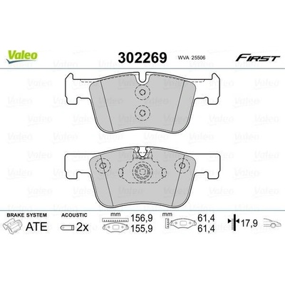 Sada brzdových destiček, kotoučová brzda VALEO 302269