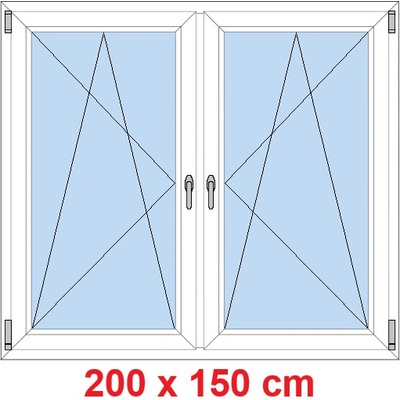 Soft Dvoukřídlé plastové okno 200x150 cm OS+OS se sloupkem Bílá
