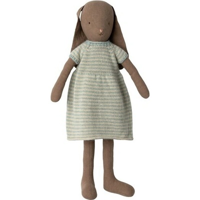 Ľanový zajačik Maileg veľkosť 4 Brown Knitted dress