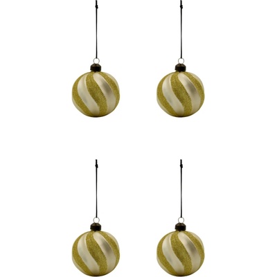 House Doctor Sklenené ozdoby Swirl Champagne – set 4 ks