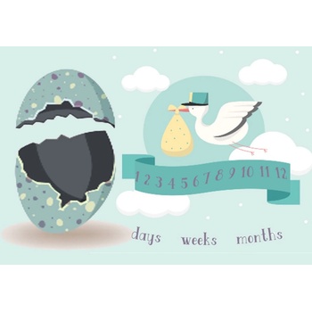 Image 1 of Milestone Декоративно одеяло за снимки Milestone - Рожден ден, 75 х 100 cm, мента (101126)