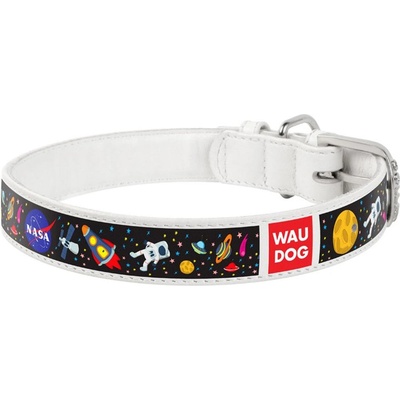 COLLAR Кожен нашийник waudog nasa бял 35 мм/46-60 см