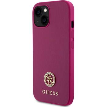 Guess PU 4G Strass Metal Logo iPhone 15 ružové