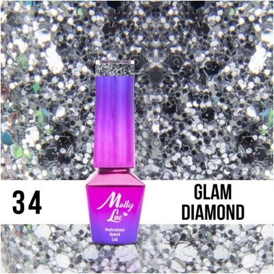 Allepaznokcie MollyLac gél lak 34 Glam Diamond 5 ml