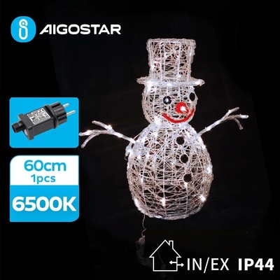 Aigostar-LED Vonkajšia vianočná dekorácia LED 3,6W 31 230V 6500K 60cm IP44 snehuliak AI0477