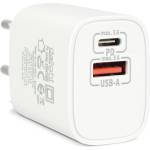 Delight USB Type-C + USB A PD20W Бързо зарядно устройство 20W Бяло 55041WH (55041WH)