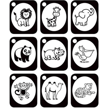Profibaby dřevo Baby stimulační kartičky Zoo zvířátka set 9ks