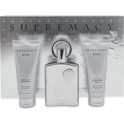 Afnan Supremacy Silver Darčeková sada pánska EDP 100 ml, sprchový gél 100 ml a balzam po holení 100 ml