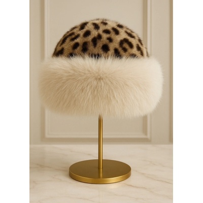 Bubla Kožešinová čepice světlý leopard