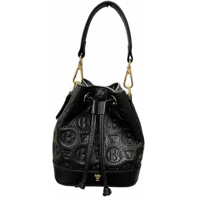 Bagger kožená dámska mini kabelka v tvare mešca- čierna crossbody + krátke ramienko 0194